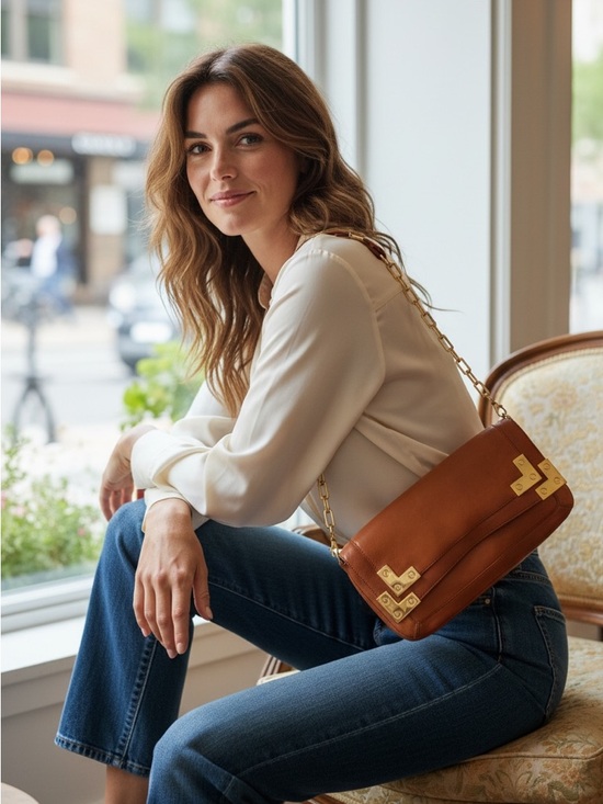 Tory Burch Handbags - Tory Burch Brown Leather Shoulder Bag with Gold Hardware